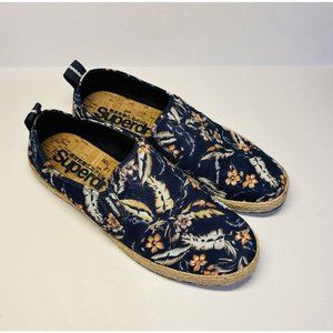 Superdry Women's Espadrilles Flats Blue Tropical Floral Size US 8 UK 7 Slip-On